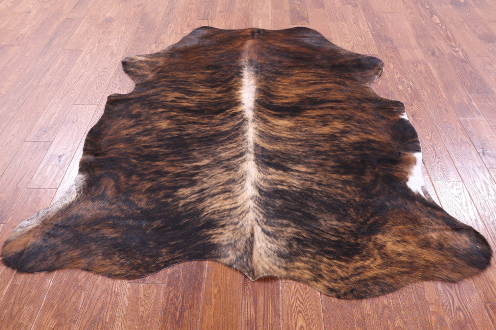6' 3" X 5' 9" Brindle Natural Cowhide Rug C1786