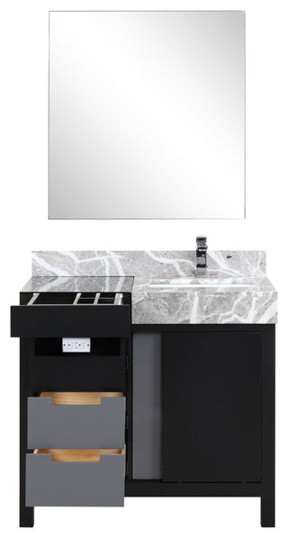 Zilara 36" Black and Grey Single Vanity Set, Monte Chrome Faucet Set