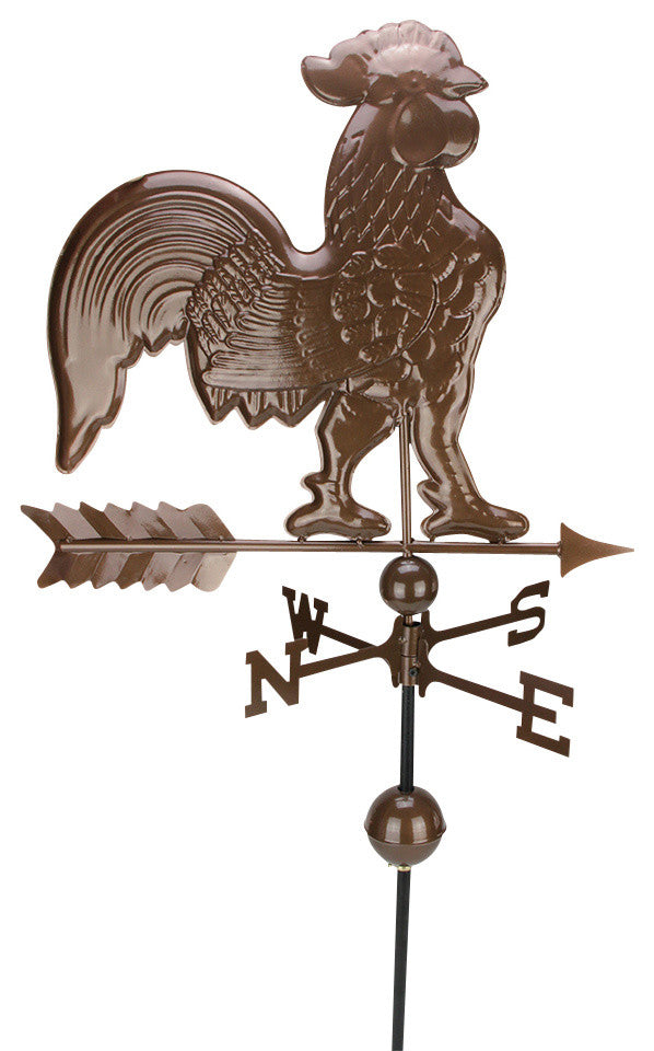 Rooster Outdoor Weathervane, Polished Chocolate Brown, 3'