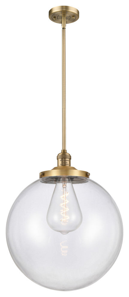 Beacon Pendant, Brushed Brass, Clear