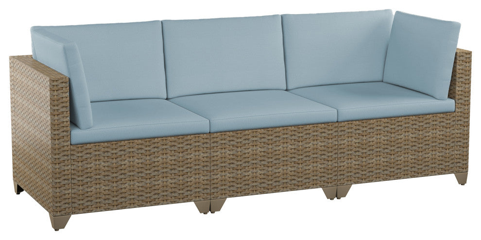 Maui 3-Piece Outdoor Sectional Sofa, Natural Aged Wicker