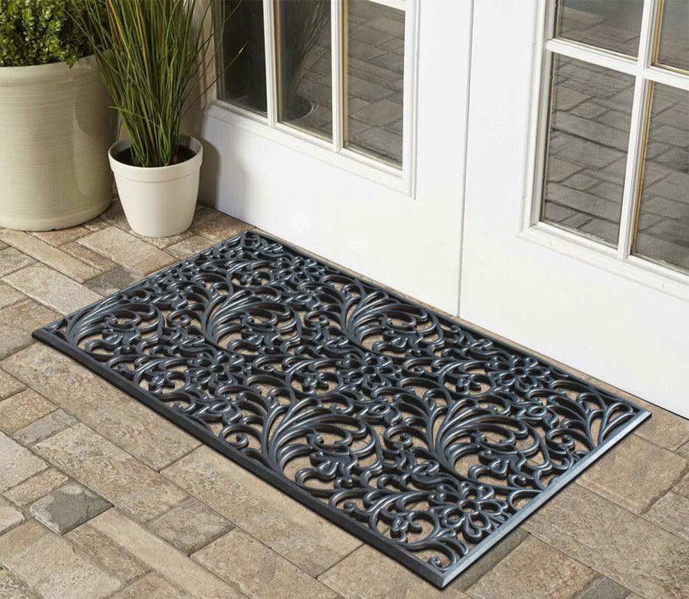 A1HC Floral Large Natural Rubber, Outside entryway Durable Doormat 30"� X 48"