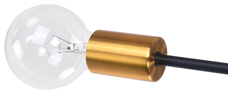 8 Light Sputnik Semi Flush Mount, Black/Gold