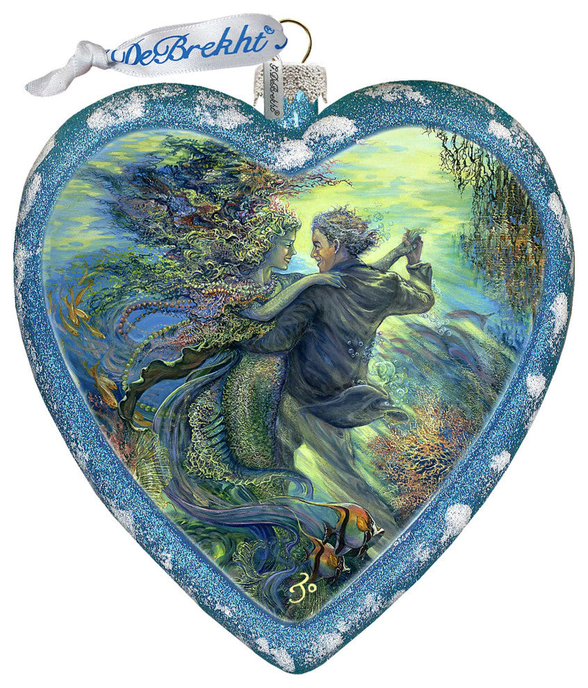For the Love of a Mermaid Heart Glass Ornament Limited Edition