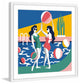 "Pool Side Attraction" Framed Painting Print, 18"x18"