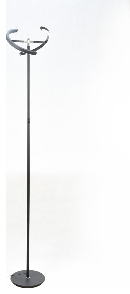 Brightech Halo Split, Modern LED Torchiere Floor Lamp, Classic Black