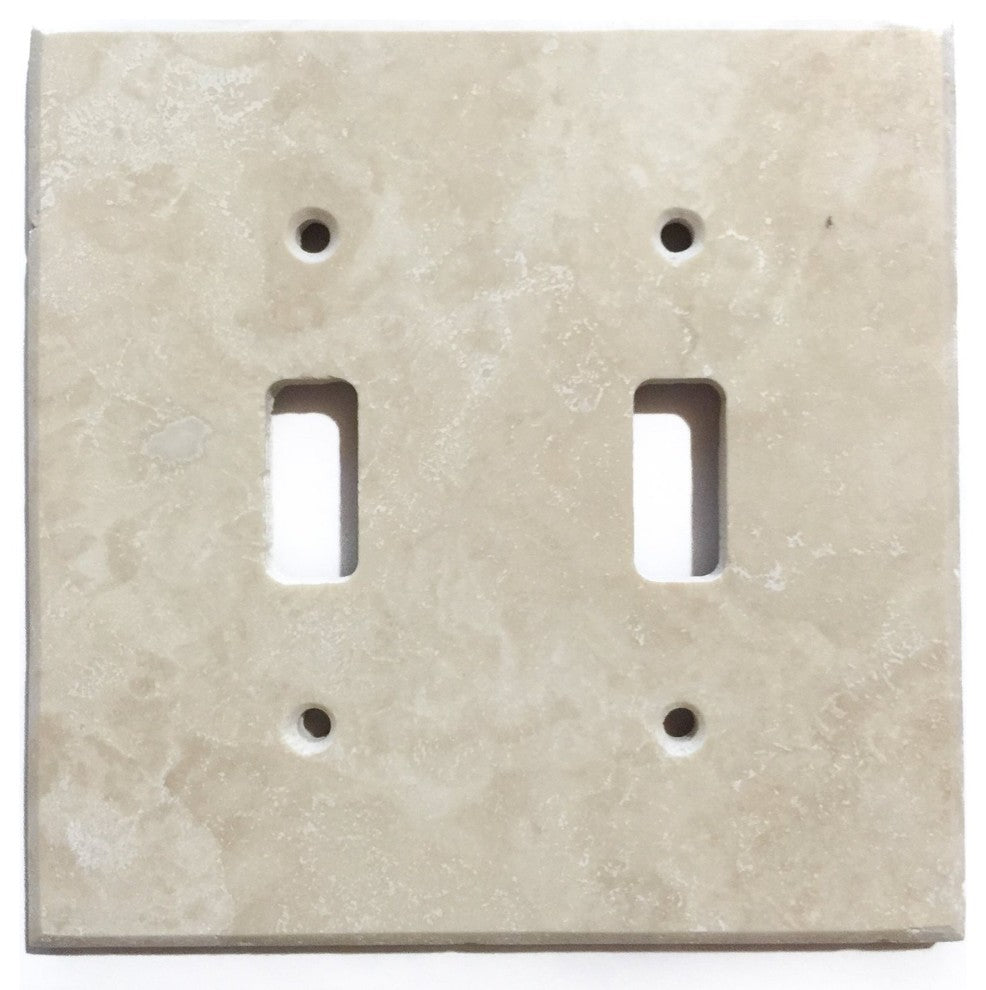 Ivory Travertine Double Toggle Switch Wall Plate / Switch Plate / Cover - Honed