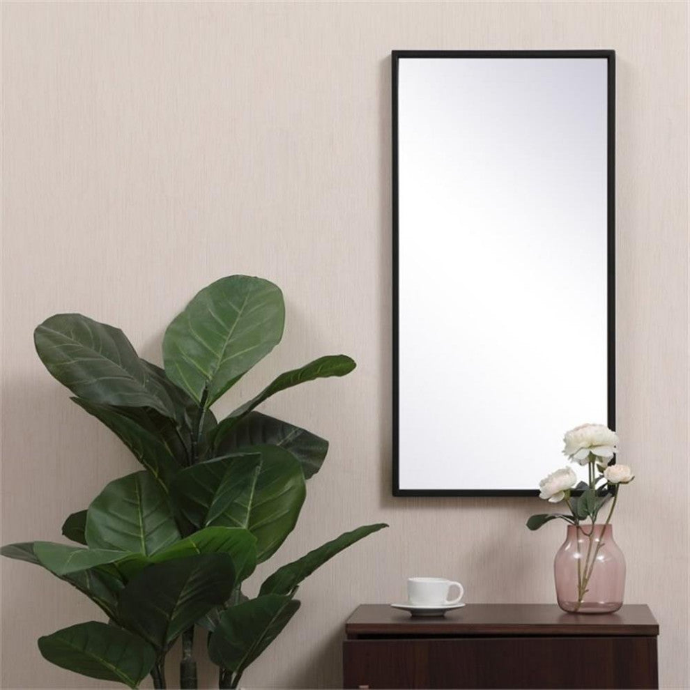 Elegant Decor Eternity 28" x 14" Modern Metal Frame Mirror in Black
