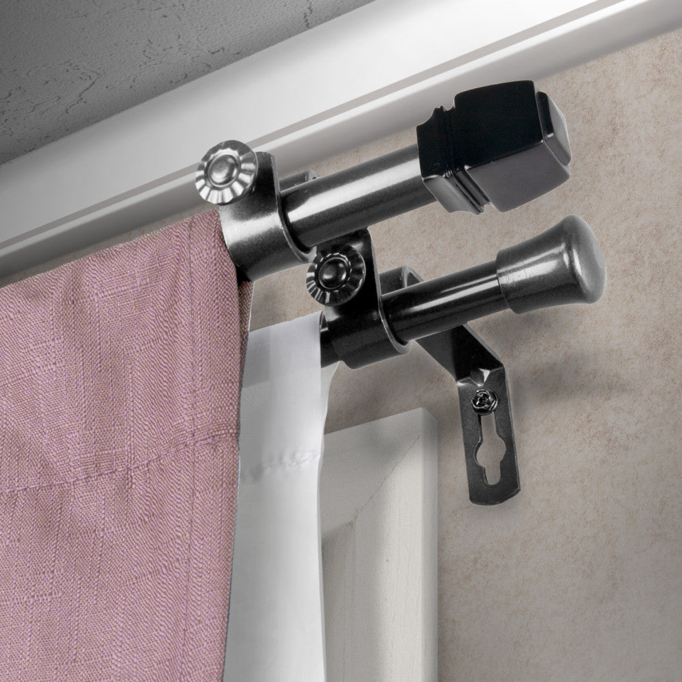 Nona 5/8" Double Curtain Rod Black