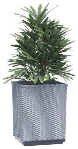 vidaXL Planters Flower Boxes with Rattan Look Plant Boxes 2 Pcs Light Gray