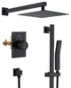 10inch Dual Function Rain Shower System With Slide Bar and Handheld Shower, Matte Black