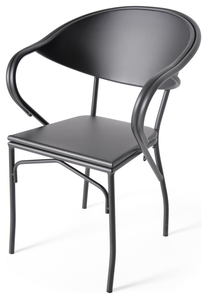 Arthur Desert Outdoor Modern 3 Piece Bistro Set, Matte Black