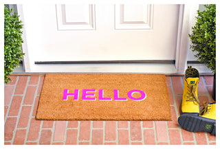 Calloway Mills Hello Pink-White Doormat, 24" X 36" X 0.60"
