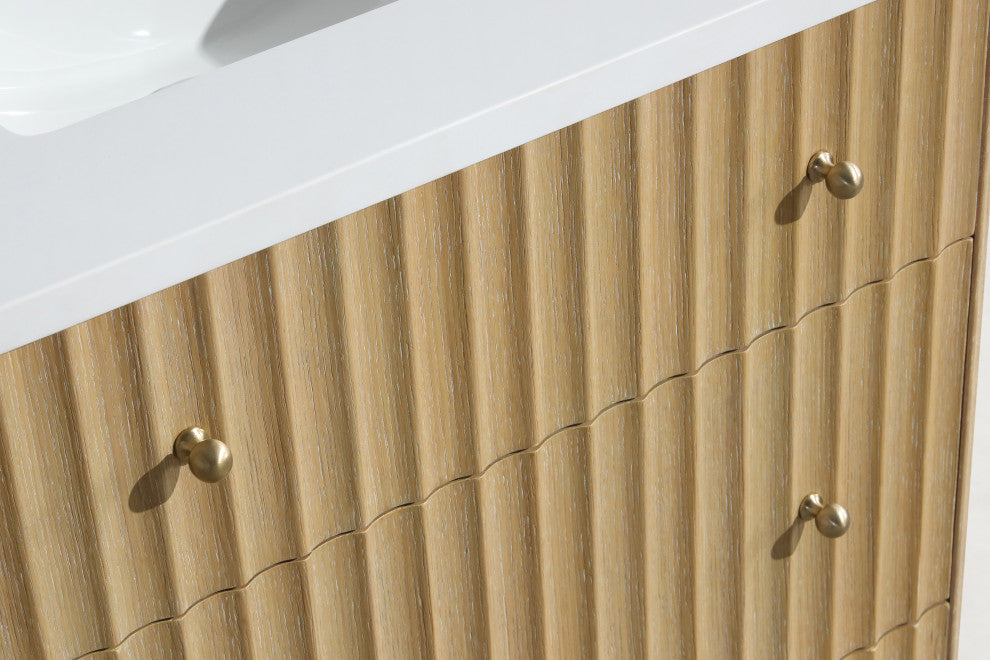 La Jolla Bathroom Vanity, Washed Oak, 30", Single Sink, Freestanding