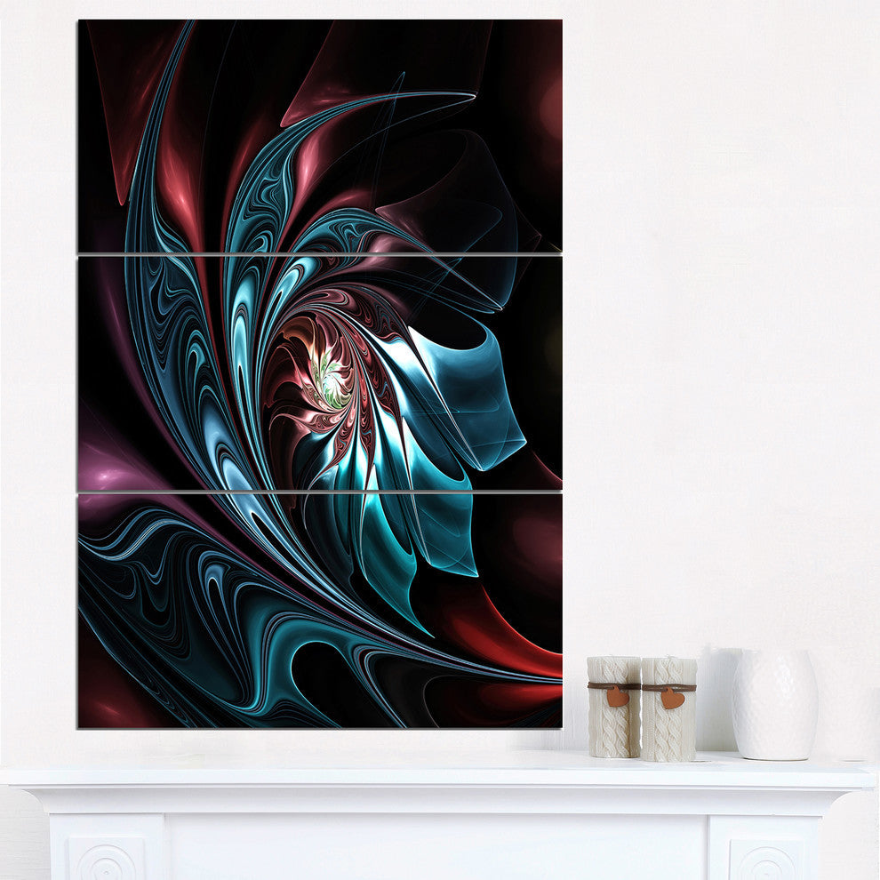 "Blue Abstract Floral Shapes" Metal Wall Art, 3 Panels, 28"x36"