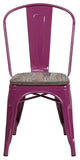 Purple Metal Stackable Chair With Wood Seat
