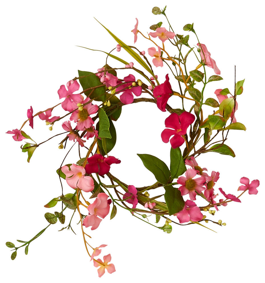Pink Flower With Leaf Candle Ring