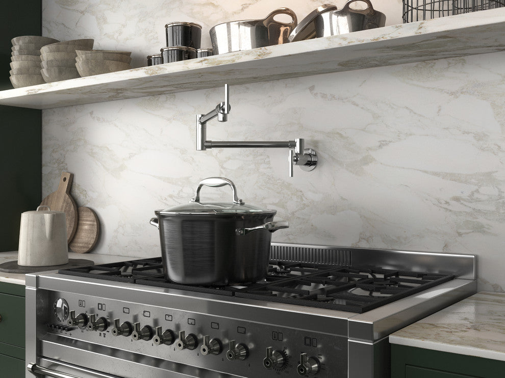 Braccia Series 24" Wall Mounted Pot Filler, Polished Chrome