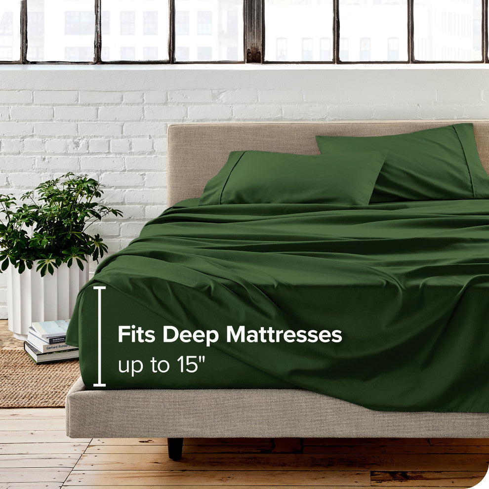 Bare Home 1800 Microfiber Sheet Set, Forest Green, Queen