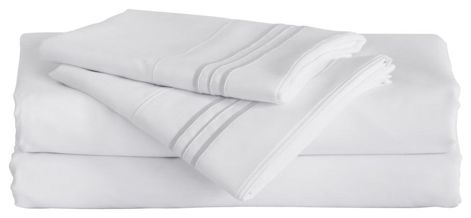 Furinno Angeland Vienne 3-Piece Microfiber Bed Sheet Set, Twin Xl, White