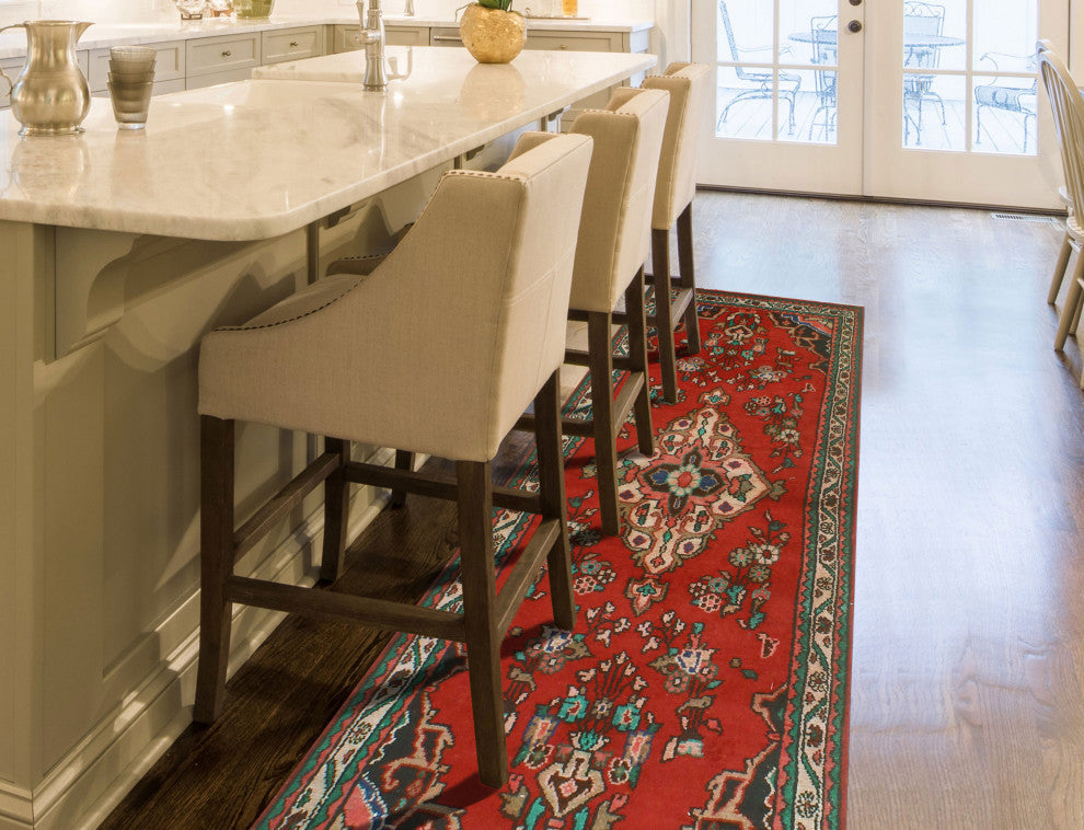 Fine Vintage Distressed Dirk Red/Beige Runner, 3'4x9'6