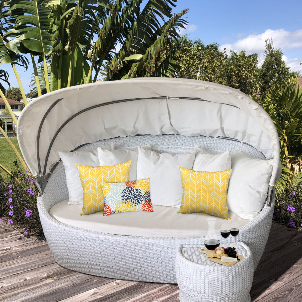3-Piece Set Yellow Chevron Indoor Outdoor Zippered Pillow Covers