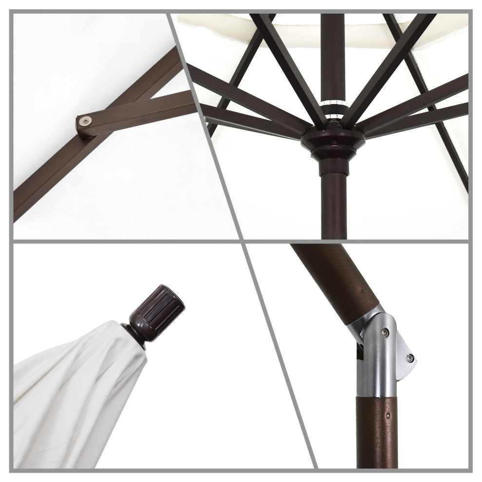 11' Bronze Collar Tilt Crank Aluminum Umbrella, Sunbrella, Spectrum Cilantro