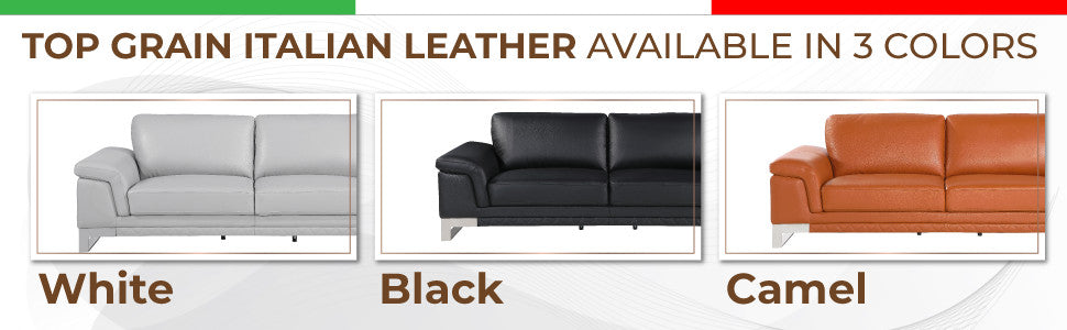 Naples Contemporary Genuine Italian Leather Sofa Camel
