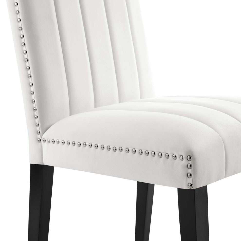 Catalyst Performance Velvet Dining Side Chairs, Set of 2, White
