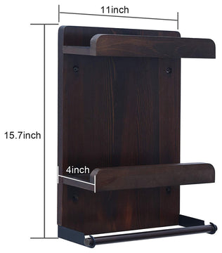 Spice Storage Rack,2 Tier Wall Mounted Holder With Paper Towel Holder