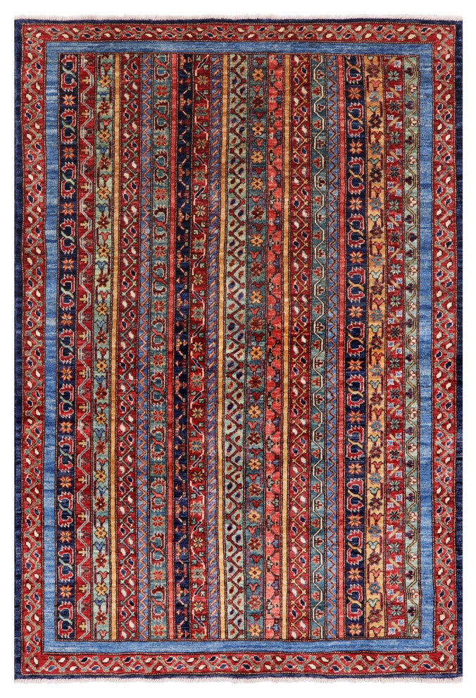 4' 0" X 6' 0" Persian Gabbeh Shall Hand-Knotted Rug Q5064