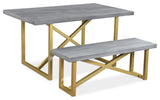 Raven Grey Mango Wood Dining Table With Gold Iron 60"
