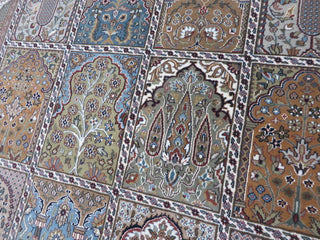 6'9x10'1 Handmade Multi Colored Garden Tabriz With Silk Oriental Rug