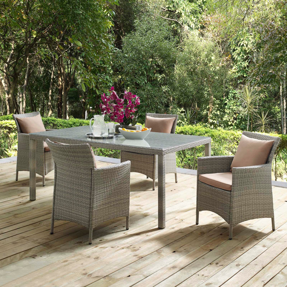 Lounge Sectional Sofa Chair Set, Rattan, Wicker, Gray Brown, Outdoor