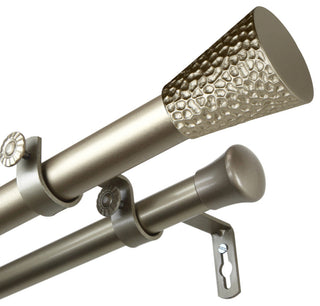 Maira 1" Double Curtain Rod, Light Gold, 66-120"