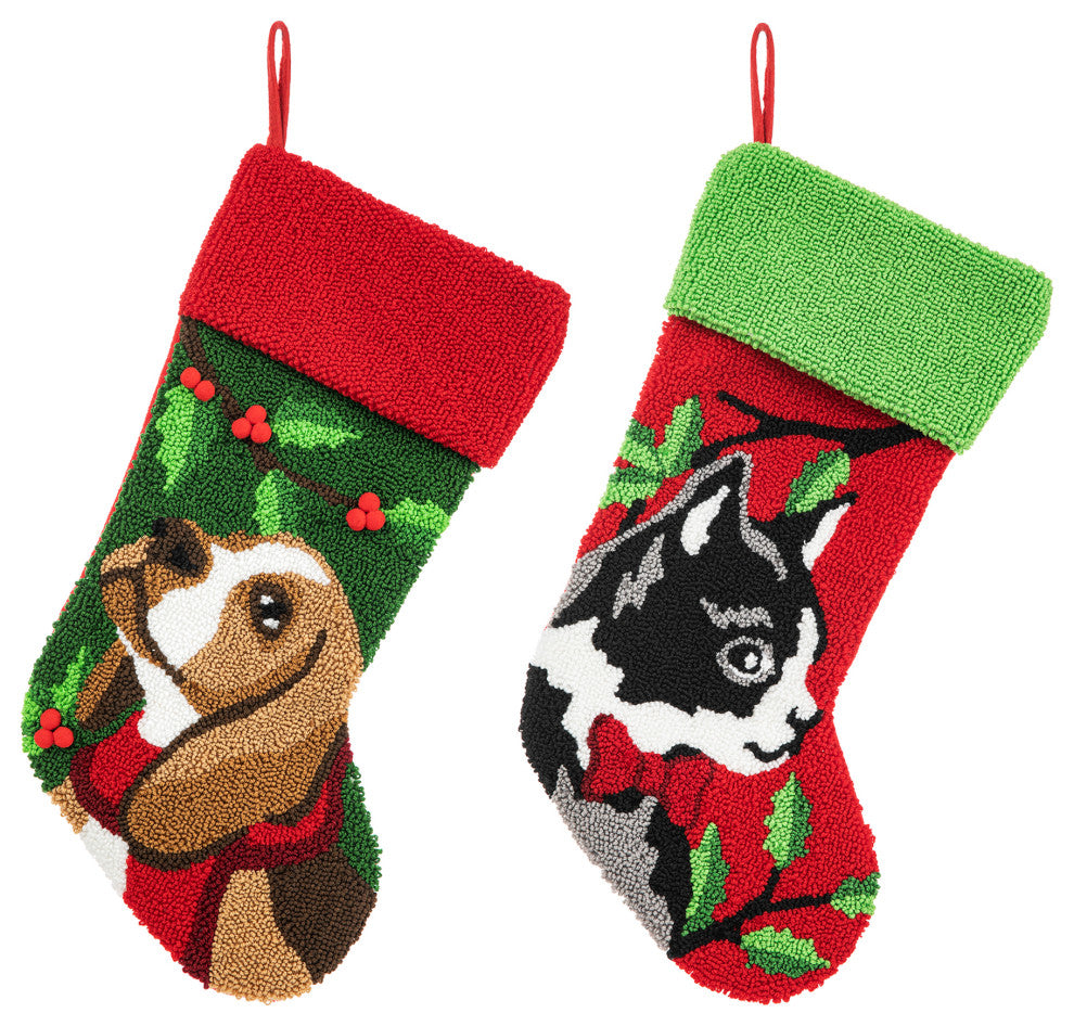 20.5"L Hooked Stocking, Dog & Cat