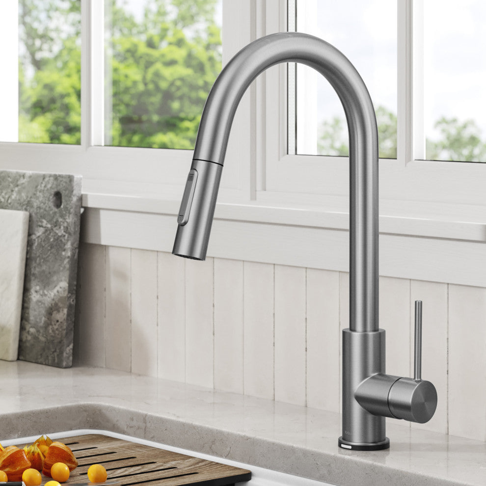 Oletto Pull-Down 1-Hole Kitchen Faucet, Spot Free Stainless Steel