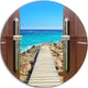 Door Open To Wooden Ocean Pier, Wooden Sea Bridge Round Artwork, 36"