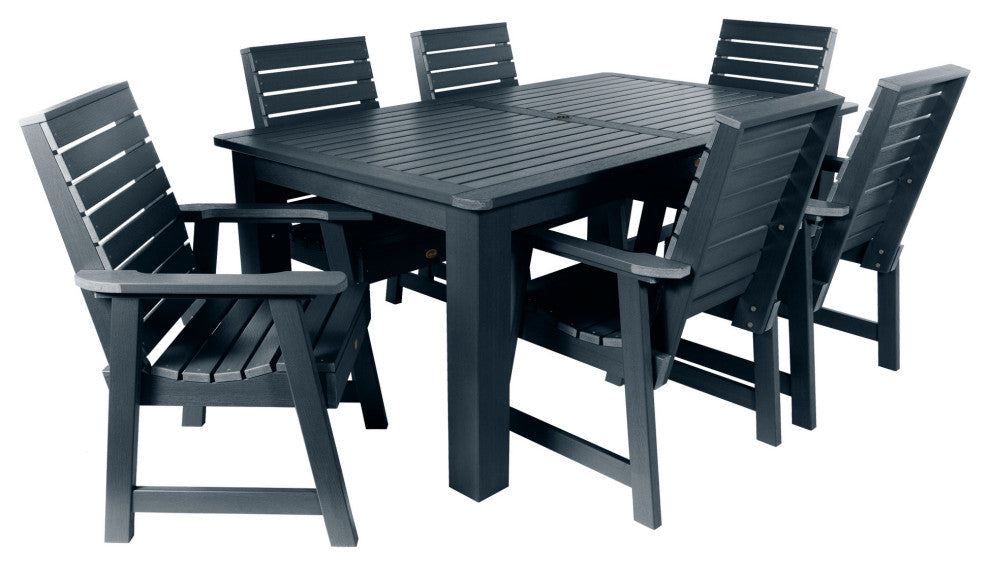 Glennville 7-Piece 42x72 Dining Set, Weathered Acorn, Federal Blue