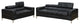 Benzara BM167238 Leather 2 Piece Sofa Set With Foldable Headrests, Black