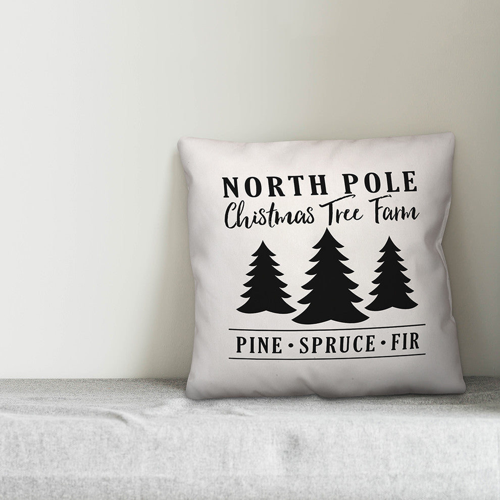 North Pole Christmas Tree Farm 20"x20" Indoor / Outdoor Throw Pillow