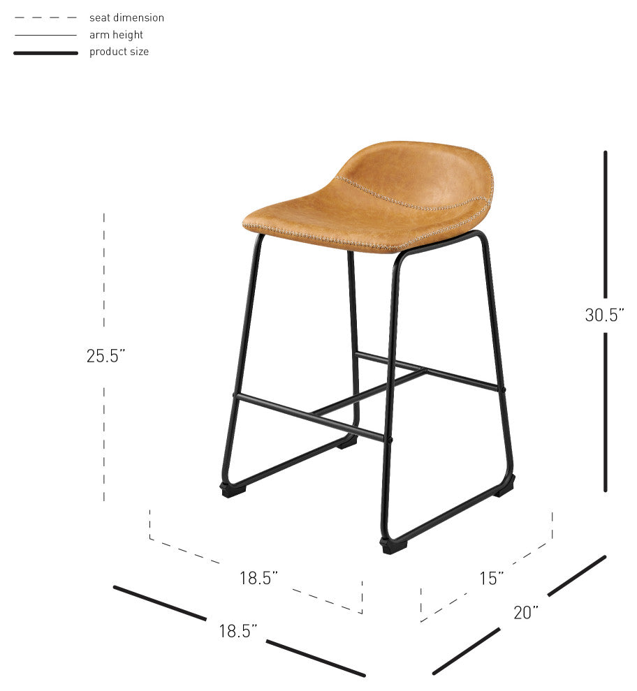 Leighton PU Counter Stool,, Set of 2