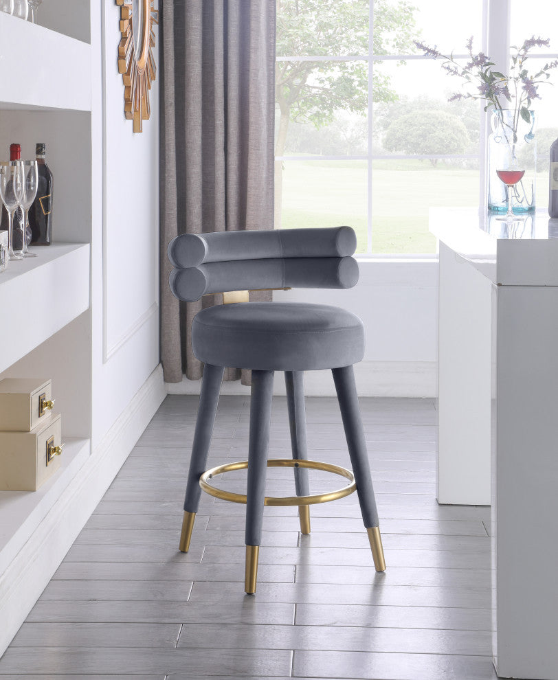 Fitzroy Velvet Upholstered Counter Height Stool (Set of 2)