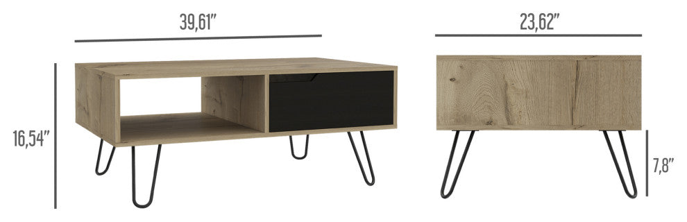 Aster Cubicle Wood and Metal Coffee Table