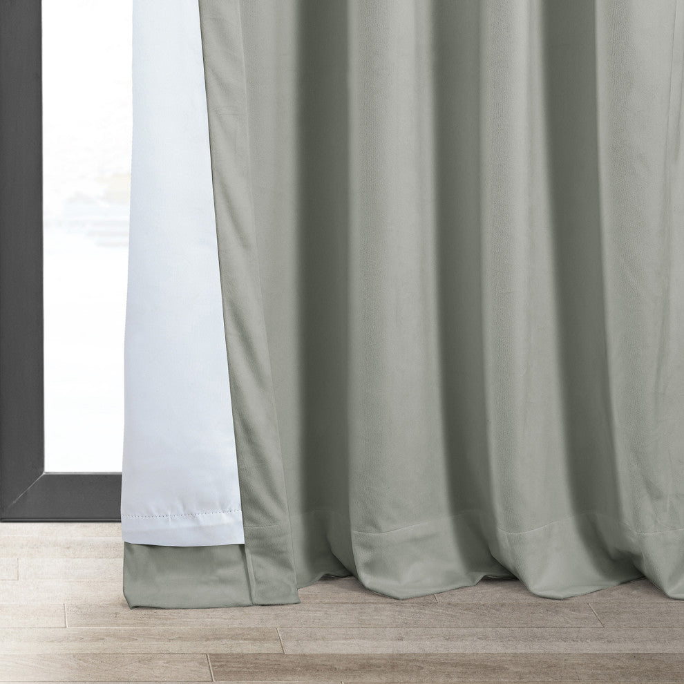 Signature Blackout Velvet Curtain Single Panel, Reflection Gray, 50"x120"