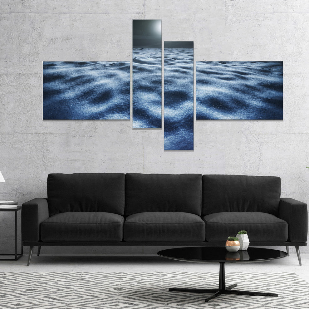 Night With Fool Moon in Sky, Large Landscape Canvas Art, 60"x32", 4 panels