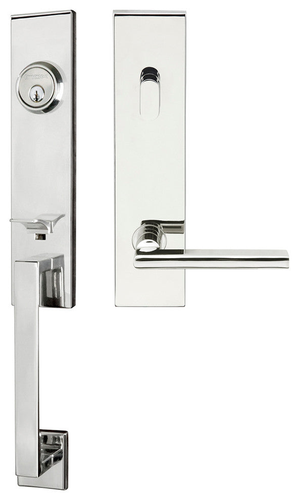 Sunrise Lever, Tubular Entry Handleset, LHR, Polished Stainless Steel