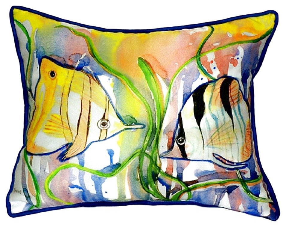 Betsy Drake Angel Fish Small Indoor/Outdoor Pillow 11x14