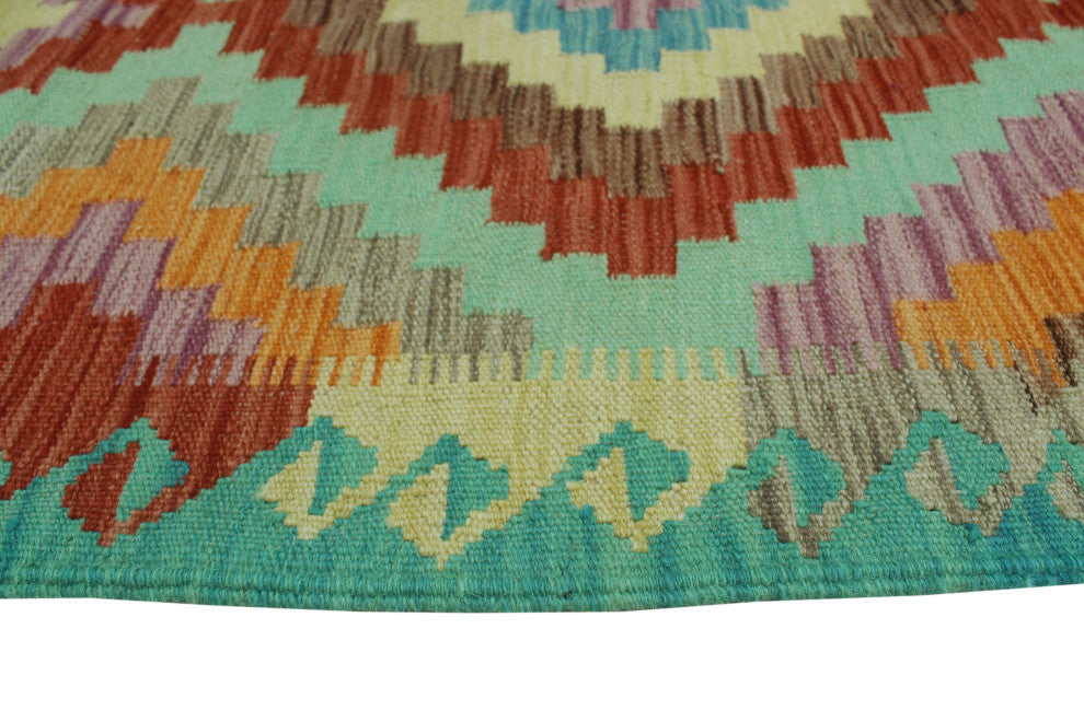 Sangat Kilim Asfar Green/Orange Runner, 2'8x8'0