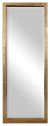 Uttermost Edmonton Contemporary Pine Wood Leaner Mirror in Gold